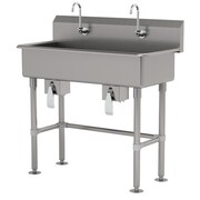 ADVANCE TABCO 2 Station NSF 16 Ga. 304 SS Floor Mounted Sink - Knee Operated FC-FM-40KV